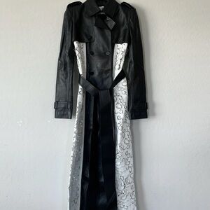 $13000 Gabriela Hearst Viktor Lace Leather Trench Coat